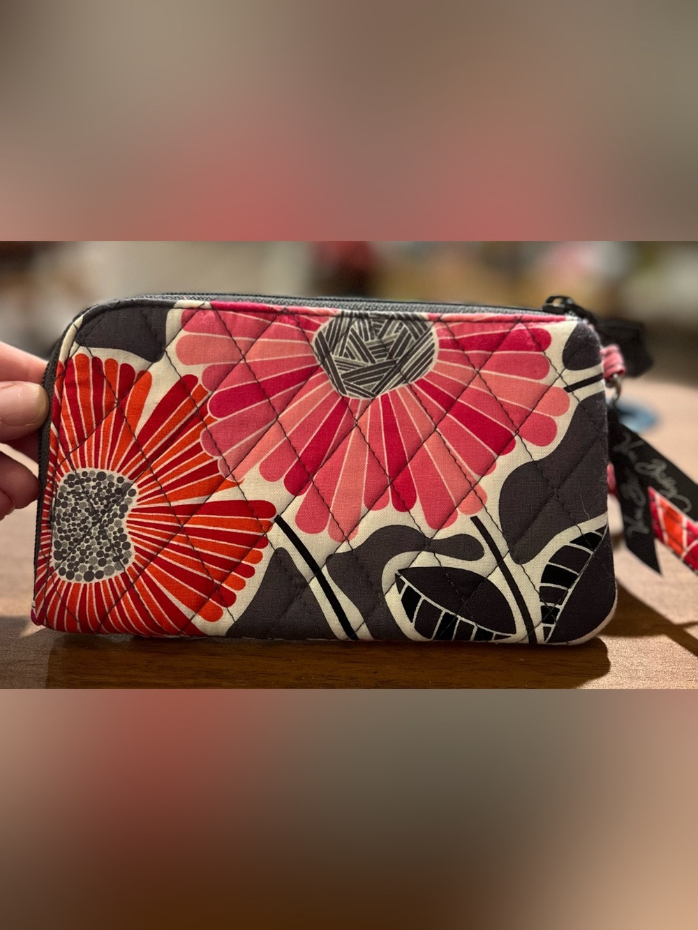 Vera Bradley Wristlet Wallet Cherry Blossoms Retired Pattern Floral Zip Around - Picture 3 of 13